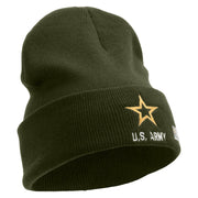 Licensed Star US Army Embroidered 12 Inch Long Knitted Beanie - Olive OSFM
