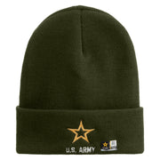 Licensed Star US Army Embroidered 12 Inch Long Knitted Beanie - Olive OSFM