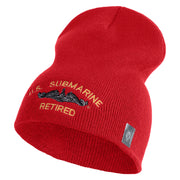 US Submarine Retired Symbol Embroidered Heavyweight Classic Knit Short Beanie - Red OSFM