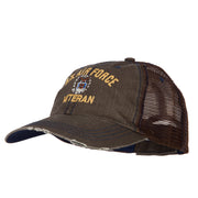 US Air Force Veteran Military Embroidered Low Cotton Mesh Cap