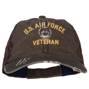 US Air Force Veteran Military Embroidered Low Cotton Mesh Cap