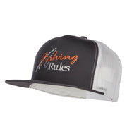 Fishing Rules Embroidered Snapback Mesh Cap