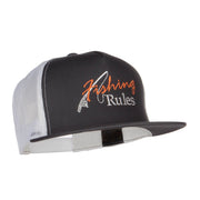 Fishing Rules Embroidered Snapback Mesh Cap