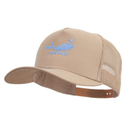 Diving in the Sea Logo Embroidered Twill 5 panel Mesh Back Cap - Khaki OSFM