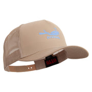 Diving in the Sea Logo Embroidered Twill 5 panel Mesh Back Cap - Khaki OSFM