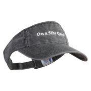 On a Side Quest Embroidered Pigment Dyed Cotton Twill Visor - Black OSFM