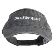 On a Side Quest Embroidered Pigment Dyed Cotton Twill Visor - Black OSFM