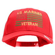 US Marines Veteran Flag Design Embroidered 6 Panel Structured Cotton Twill Cap Made in USA - Red OSFM