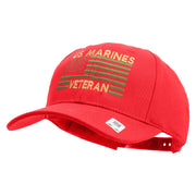US Marines Veteran Flag Design Embroidered 6 Panel Structured Cotton Twill Cap Made in USA - Red OSFM