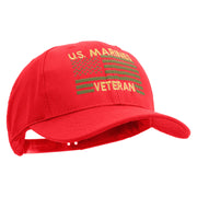 US Marines Veteran Flag Design Embroidered 6 Panel Structured Cotton Twill Cap Made in USA - Red OSFM