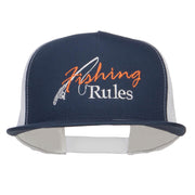 Fishing Rules Embroidered Snapback Mesh Cap