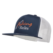 Fishing Rules Embroidered Snapback Mesh Cap