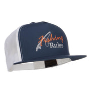 Fishing Rules Embroidered Snapback Mesh Cap