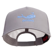 Diving in the Sea Logo Embroidered Twill 5 panel Mesh Back Cap - Grey OSFM