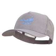 Diving in the Sea Logo Embroidered Twill 5 panel Mesh Back Cap - Grey OSFM