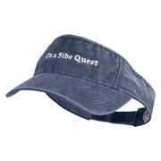 On a Side Quest Embroidered Pigment Dyed Cotton Twill Visor - Navy OSFM