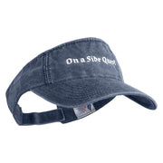 On a Side Quest Embroidered Pigment Dyed Cotton Twill Visor - Navy OSFM