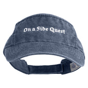 On a Side Quest Embroidered Pigment Dyed Cotton Twill Visor - Navy OSFM