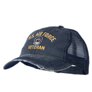 US Air Force Veteran Military Embroidered Low Cotton Mesh Cap