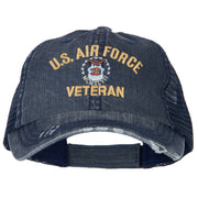 US Air Force Veteran Military Embroidered Low Cotton Mesh Cap