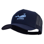 Diving in the Sea Logo Embroidered Twill 5 panel Mesh Back Cap - Navy OSFM