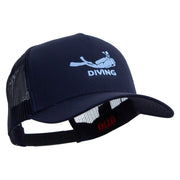 Diving in the Sea Logo Embroidered Twill 5 panel Mesh Back Cap - Navy OSFM