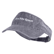 On a Side Quest Embroidered Pigment Dyed Cotton Twill Visor - Grey OSFM