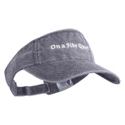 On a Side Quest Embroidered Pigment Dyed Cotton Twill Visor - Grey OSFM