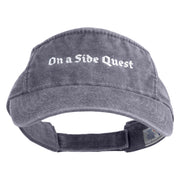 On a Side Quest Embroidered Pigment Dyed Cotton Twill Visor - Grey OSFM