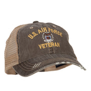 US Air Force Veteran Military Embroidered Low Cotton Mesh Cap