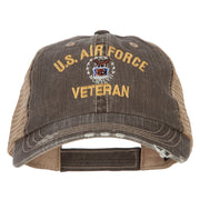 US Air Force Veteran Military Embroidered Low Cotton Mesh Cap