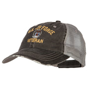 US Air Force Veteran Military Embroidered Low Cotton Mesh Cap