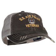 US Air Force Veteran Military Embroidered Low Cotton Mesh Cap