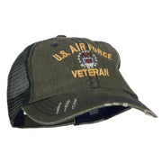 US Air Force Veteran Military Embroidered Low Cotton Mesh Cap