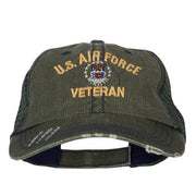 US Air Force Veteran Military Embroidered Low Cotton Mesh Cap