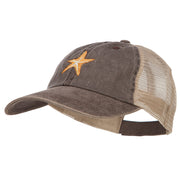 Starfish Embroidered Washed Trucker Cap