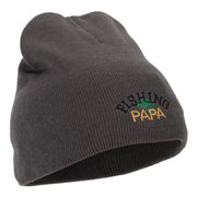 Fishing Papa Design Embroidered 8 Inch Knitted Short Beanie