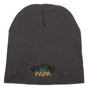 Fishing Papa Design Embroidered 8 Inch Knitted Short Beanie