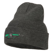 M-16 Rifle Embroidered Long Knitted Beanie