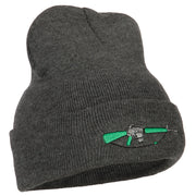 M-16 Rifle Embroidered Long Knitted Beanie