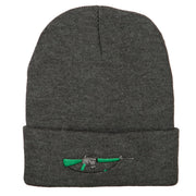 M-16 Rifle Embroidered Long Knitted Beanie