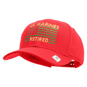 US Marines Retired Flag Design Embroidered 6 Panel Structured Cotton Twill Cap Made in USA - Red OSFM