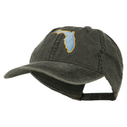 Florida State Map Embroidered Washed Cap