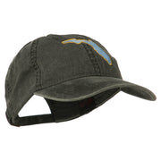 Florida State Map Embroidered Washed Cap