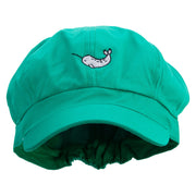 Cute Narwhal Embroidered Cotton Elastic Newsboy Cap - Lime OSFM