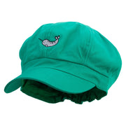 Cute Narwhal Embroidered Cotton Elastic Newsboy Cap - Lime OSFM