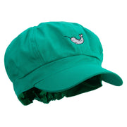 Cute Narwhal Embroidered Cotton Elastic Newsboy Cap - Lime OSFM