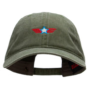 Flying Star Embroidered Washed Cotton Brass Buckle Cap