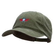 Flying Star Embroidered Washed Cotton Brass Buckle Cap