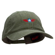 Flying Star Embroidered Washed Cotton Brass Buckle Cap